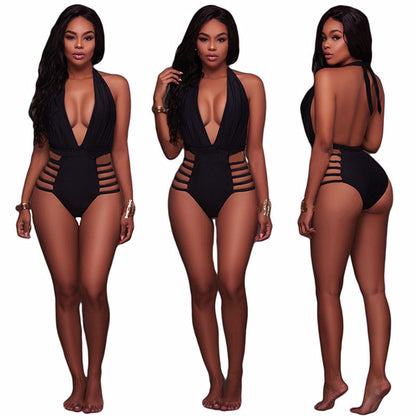 New Women's Sexy Solid Color One-Piece Bikini Swimsuit