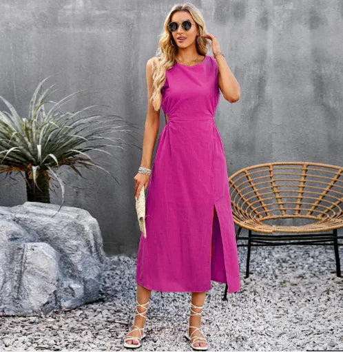 Summer Solid Color Sleeveless Dress
