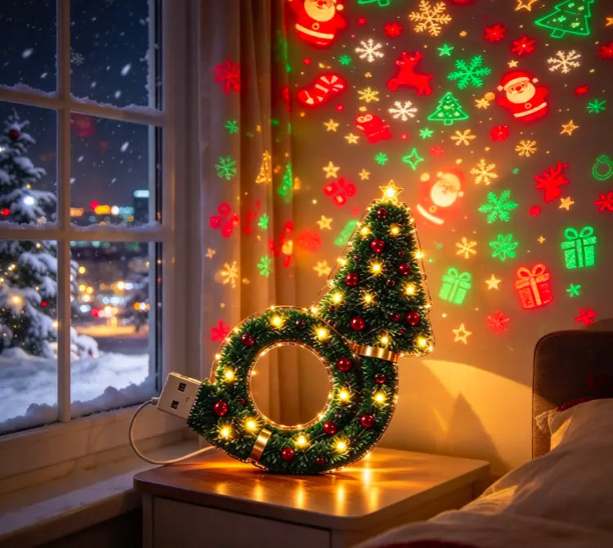 2026 New Christmas Tree Projector Night Light, USB Plug‑In LED Ceiling Xmas Projector Lamp, 6+ Festive Holiday Patterns, Warm Indoor Christmas Decor for Bedroom Party, Great Christmas Gift for Kids & Family