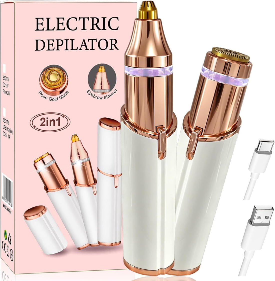 Facial Hair Remover for Women,2 in 1 Electric Hair Removal Device 
