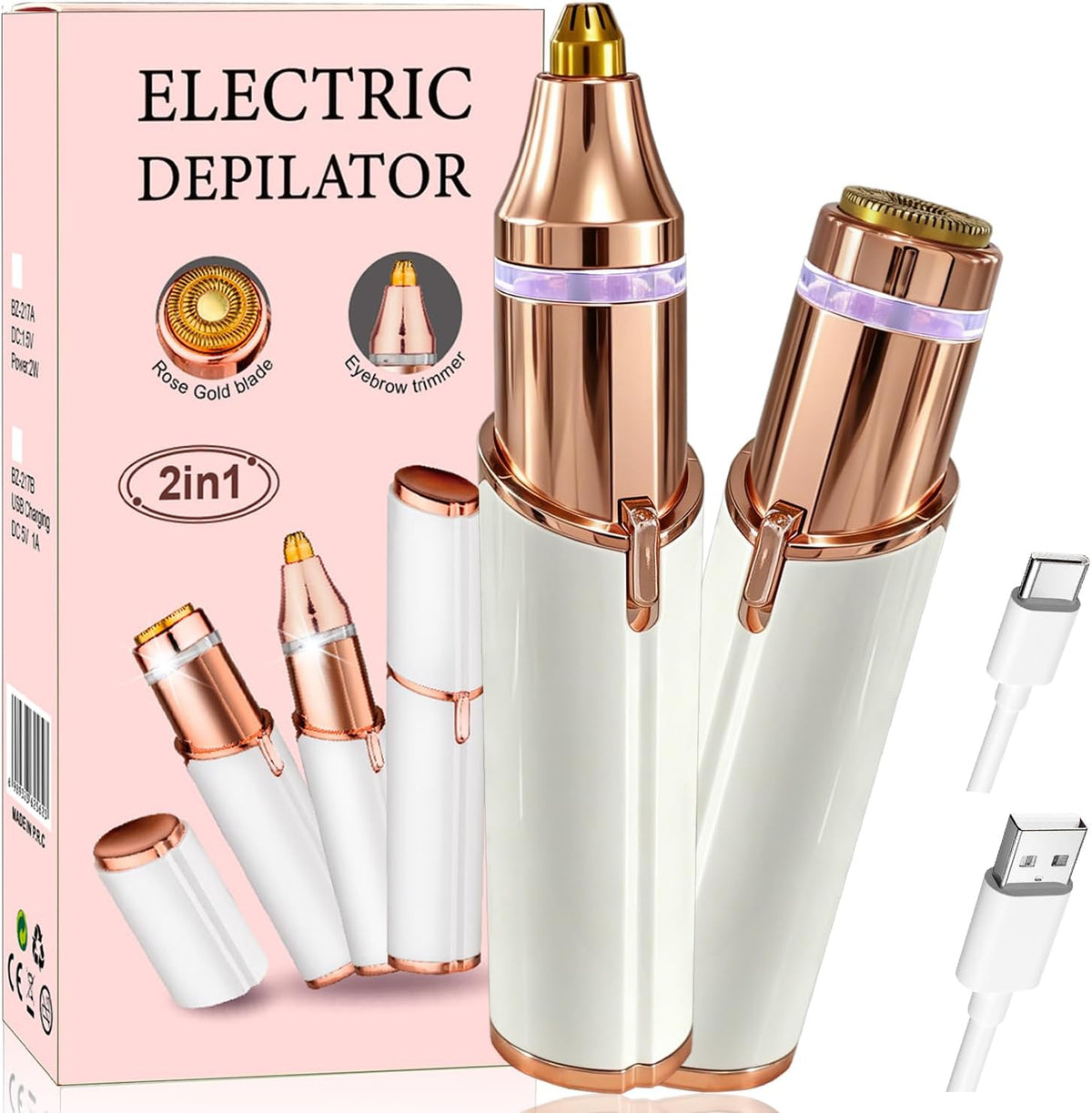 Facial Hair Remover for Women,2 in 1 Electric Hair Removal Device 