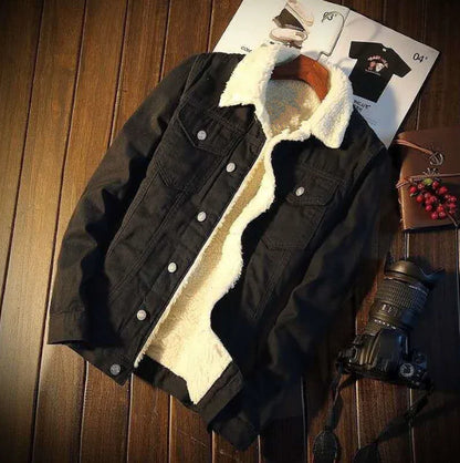 Thick Fleece Denim Jacket for Autumn/Winter