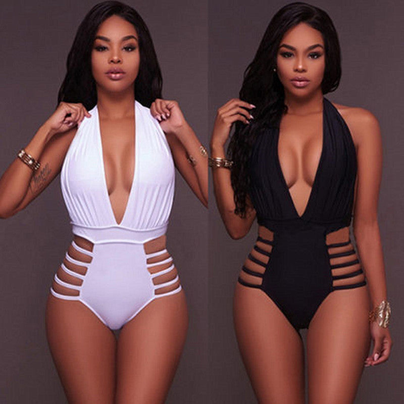 New Women's Sexy Solid Color One-Piece Bikini Swimsuit