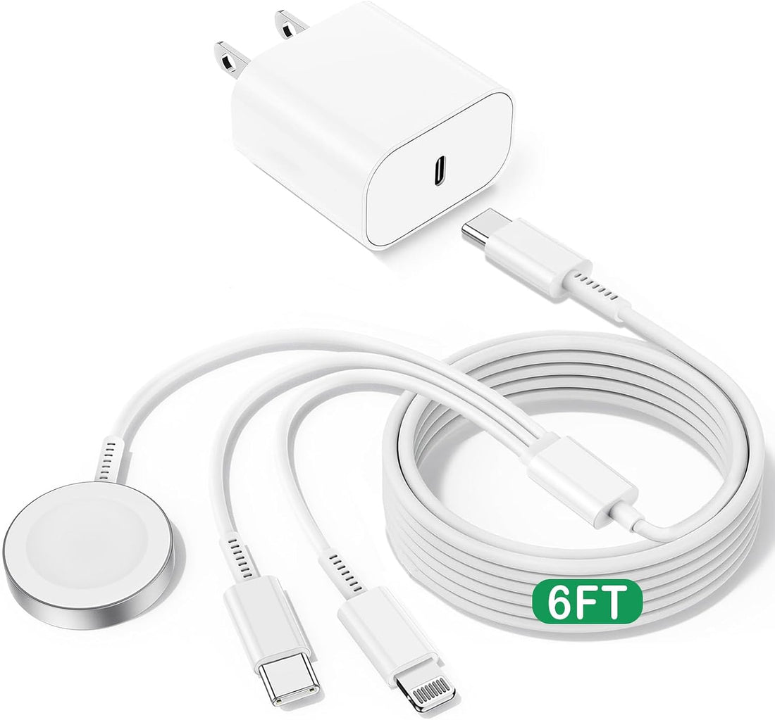 For Apple Watch Charger Fast Charging, 3 in 1 Iphone and Iwatch Cable 6FT