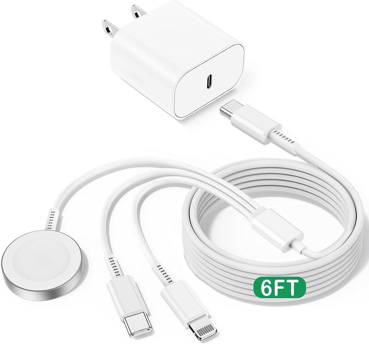 For Apple Watch Charger Fast Charging, 3 in 1 Iphone and Iwatch Cable 6FT