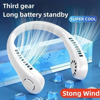Portable Neck Hanging Mini Leafless Fan (Rechargeable)