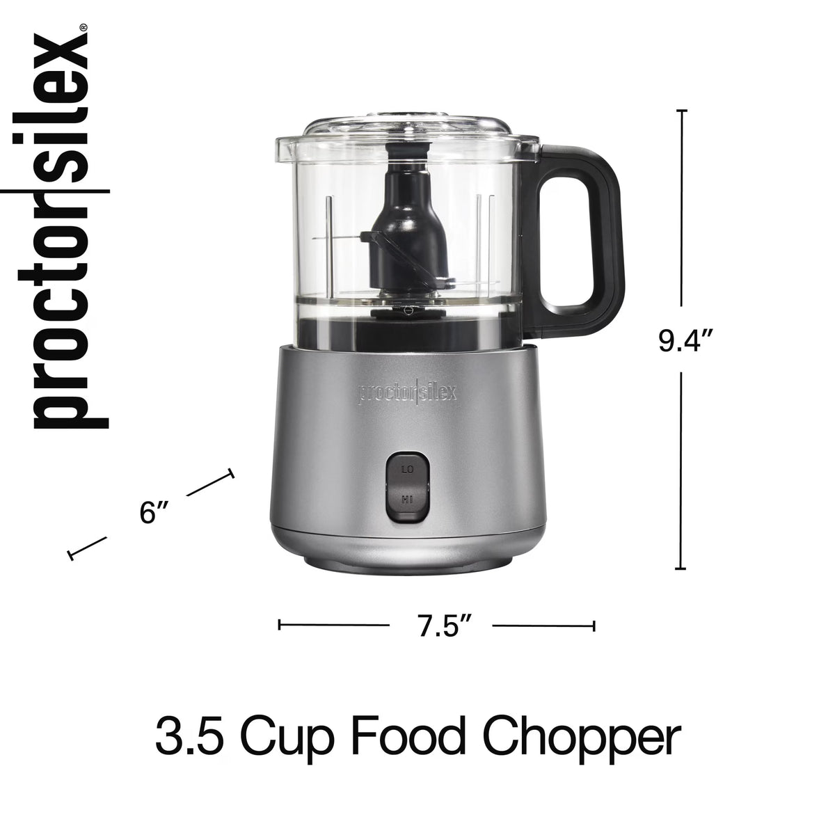 Electric Food Chopper & Mini Food Processor, 2-Speed, 3.5 Cup, Gray