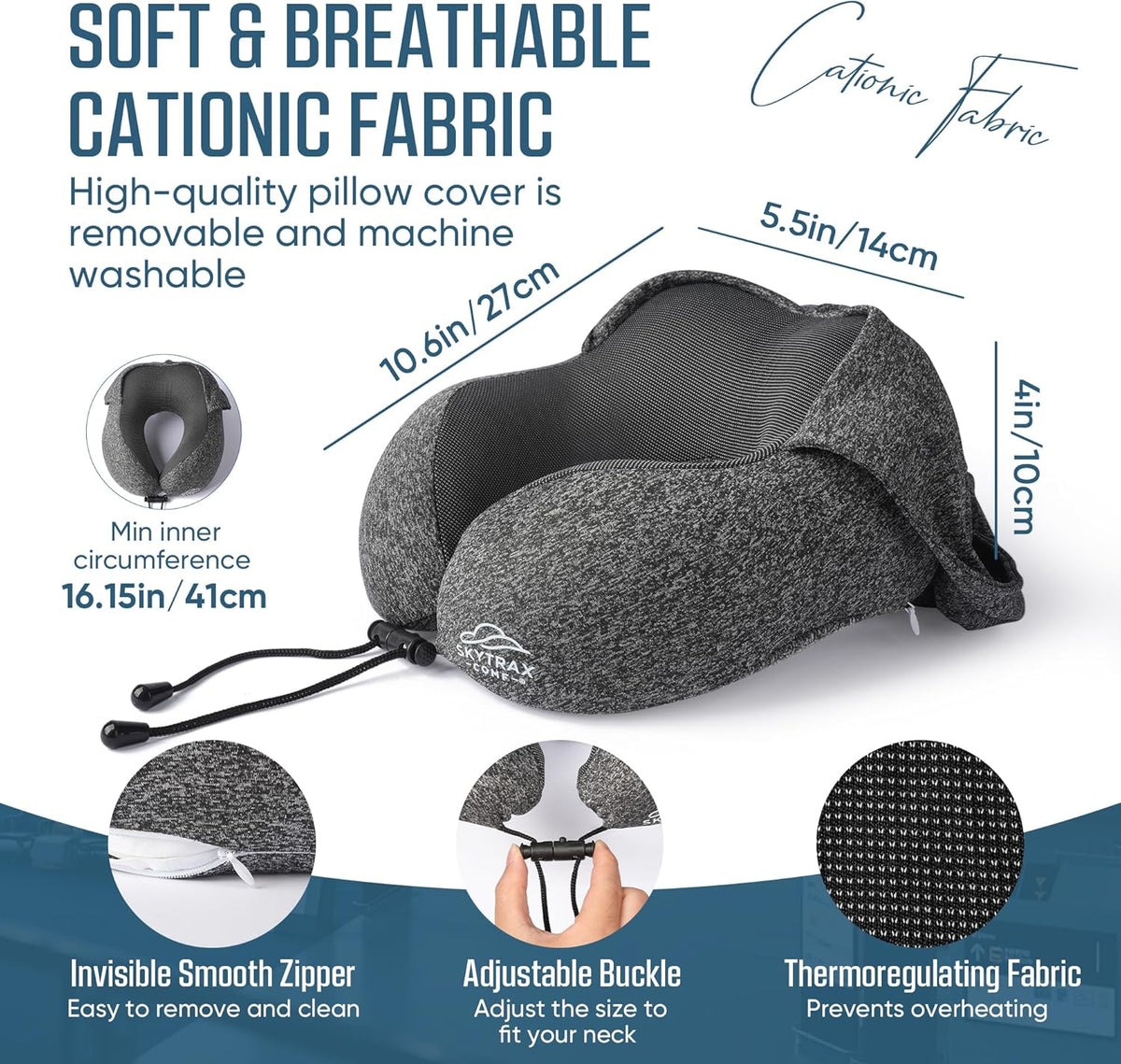 Skytraxcomf® Travel Neck Pillow with Hood for Privacy on Long Flights