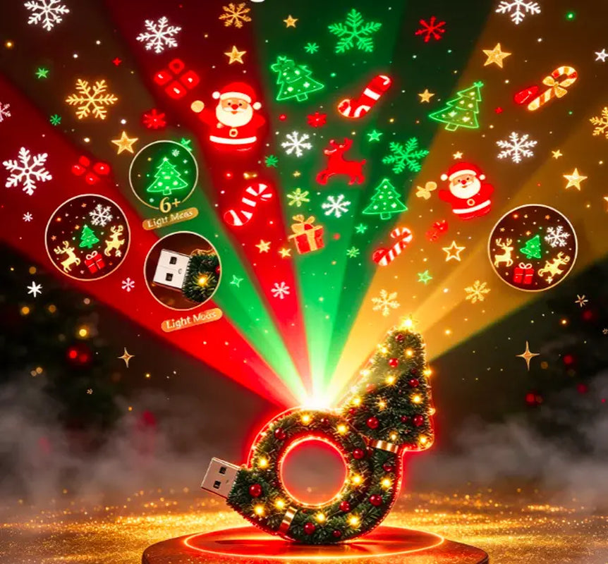 2026 New Christmas Tree Projector Night Light, USB Plug‑In LED Ceiling Xmas Projector Lamp, 6+ Festive Holiday Patterns, Warm Indoor Christmas Decor for Bedroom Party, Great Christmas Gift for Kids & Family