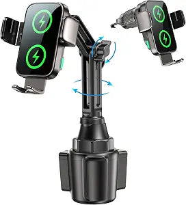 15W Dual-Coil Wireless Car Charger Phone Holder – Auto-Clamping Cup & Vent Mount for iPhone & Samsung