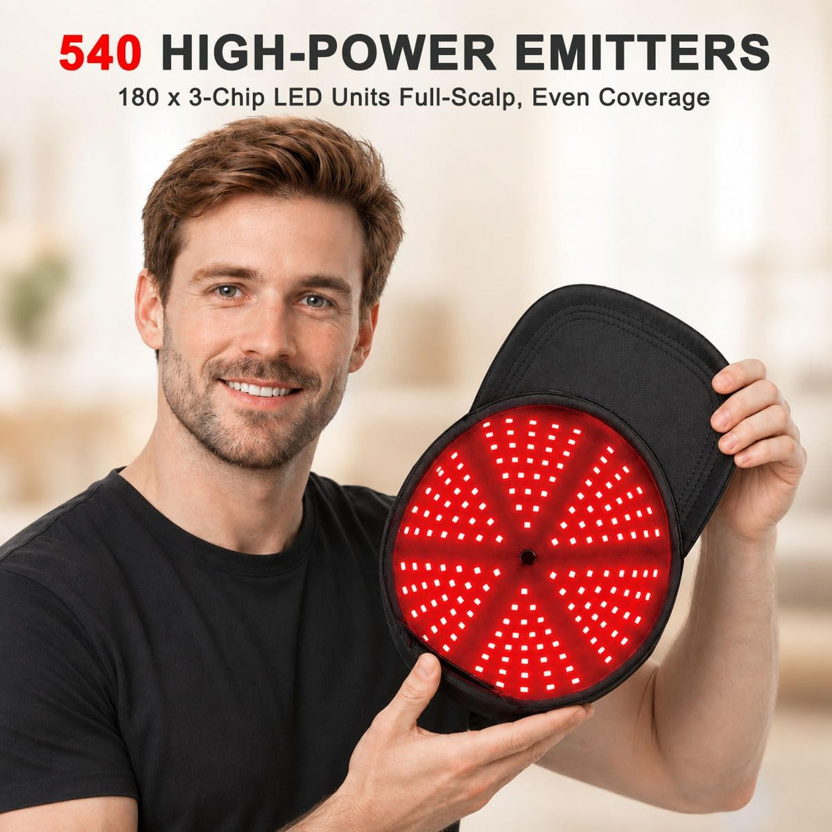 Red Light Hair Growth Cap, Upgraded 180 Tri-Chip Leds, Full Scalp Coverage