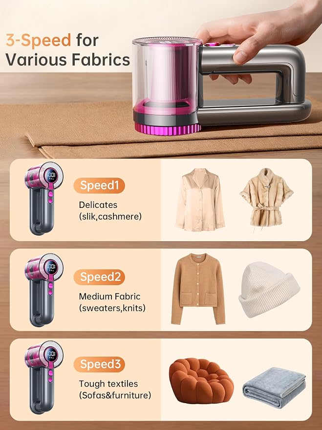 Tired of Lint & Pilling? 3-Speed Electric Fabric Shaver with LED Display