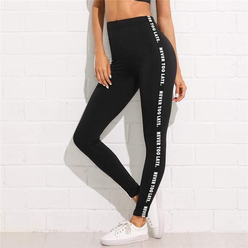 Printed Letter Side-Fit Leggings