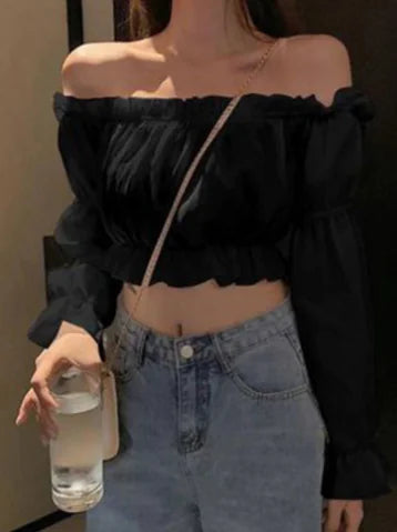 Off Shoulder One Word Design Top