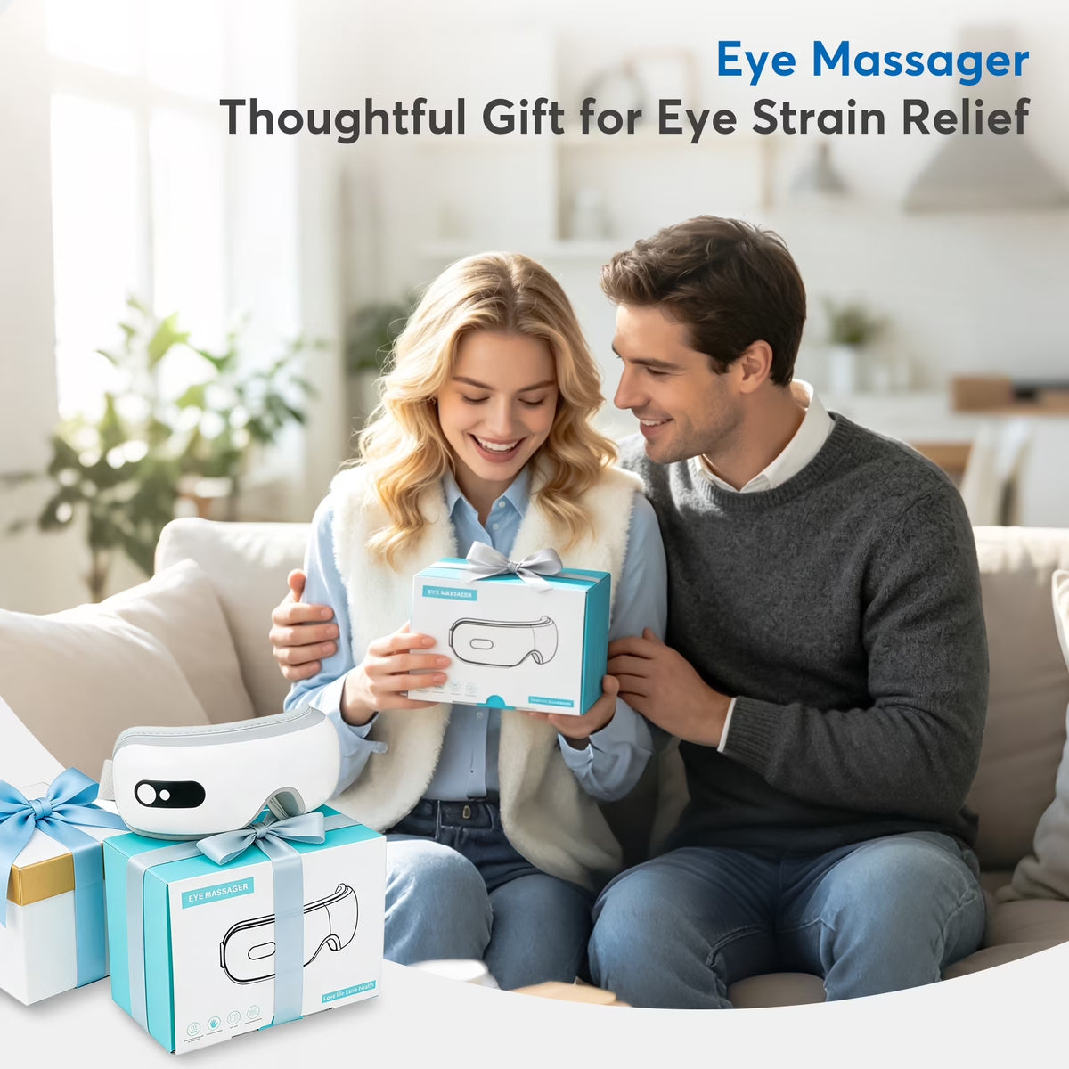 Eye Massager with Heat, Heated Massage Eye Mask with Bluetooth Music | Vibration Massage for Eye Strain, Dry Eyes & Head Tension, Gifts for Women and Men