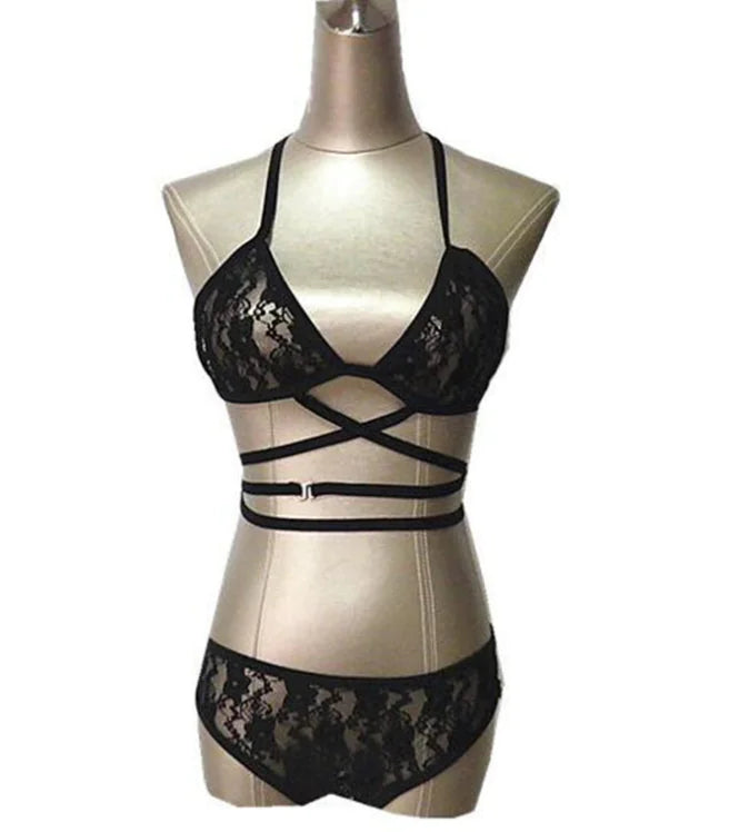 Lingerie Set with Elegant Lace and Bikini Design