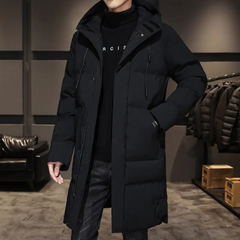 Mid-Length Hooded Cotton Jacket