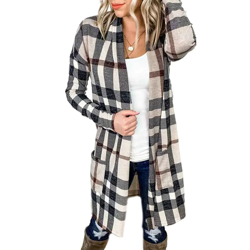 Printed Long Sleeve Cardigan with Pockets