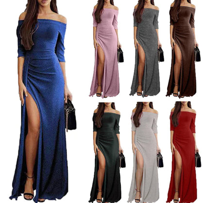 Off-Shoulder Sequin Long Dress