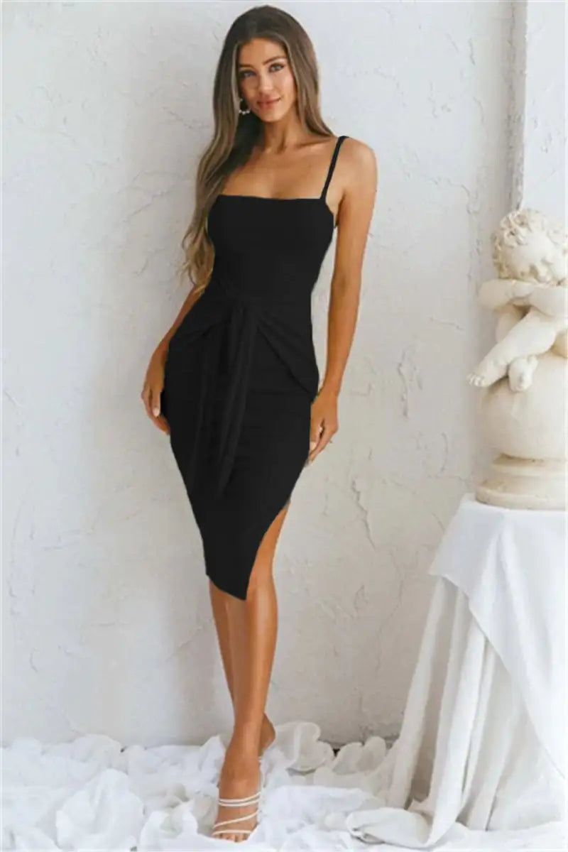 Strap Slit Casual Tight Dress