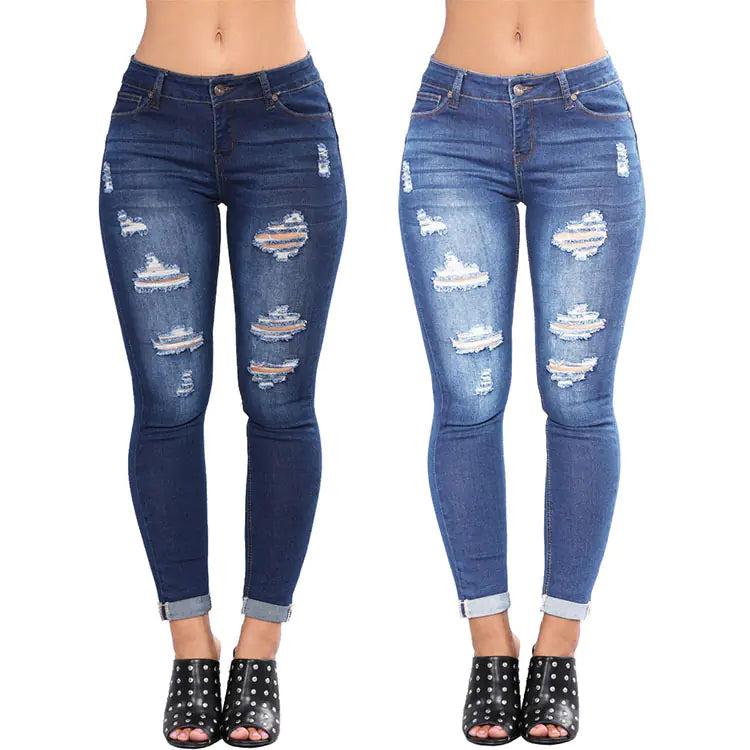 Slim Fit Ripped Denim Jeans