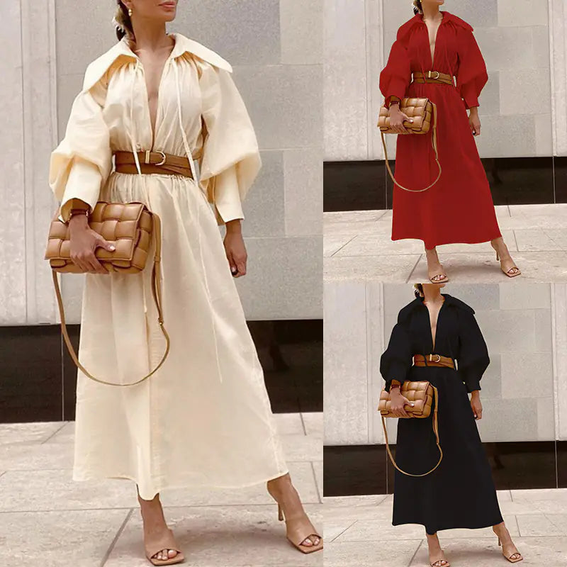 Loose Mid-Length Long Sleeve Dress