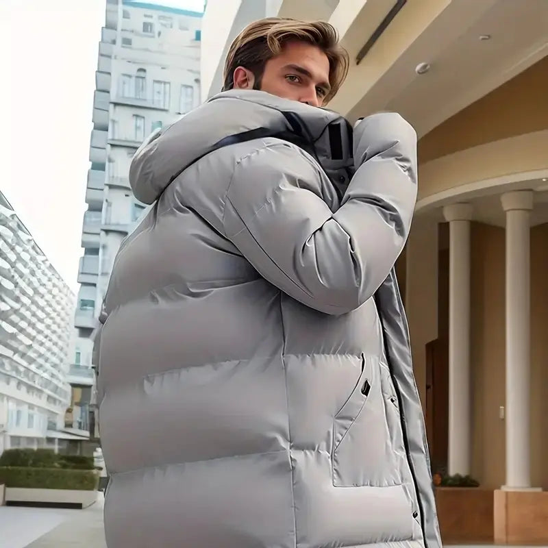 Mid-Length Hooded Cotton Jacket