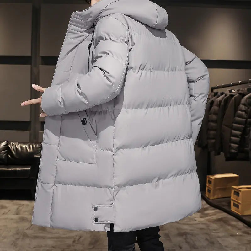 Mid-Length Hooded Cotton Jacket