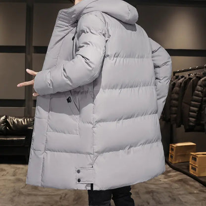 Mid-Length Hooded Cotton Jacket