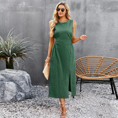 Summer Solid Color Sleeveless Dress