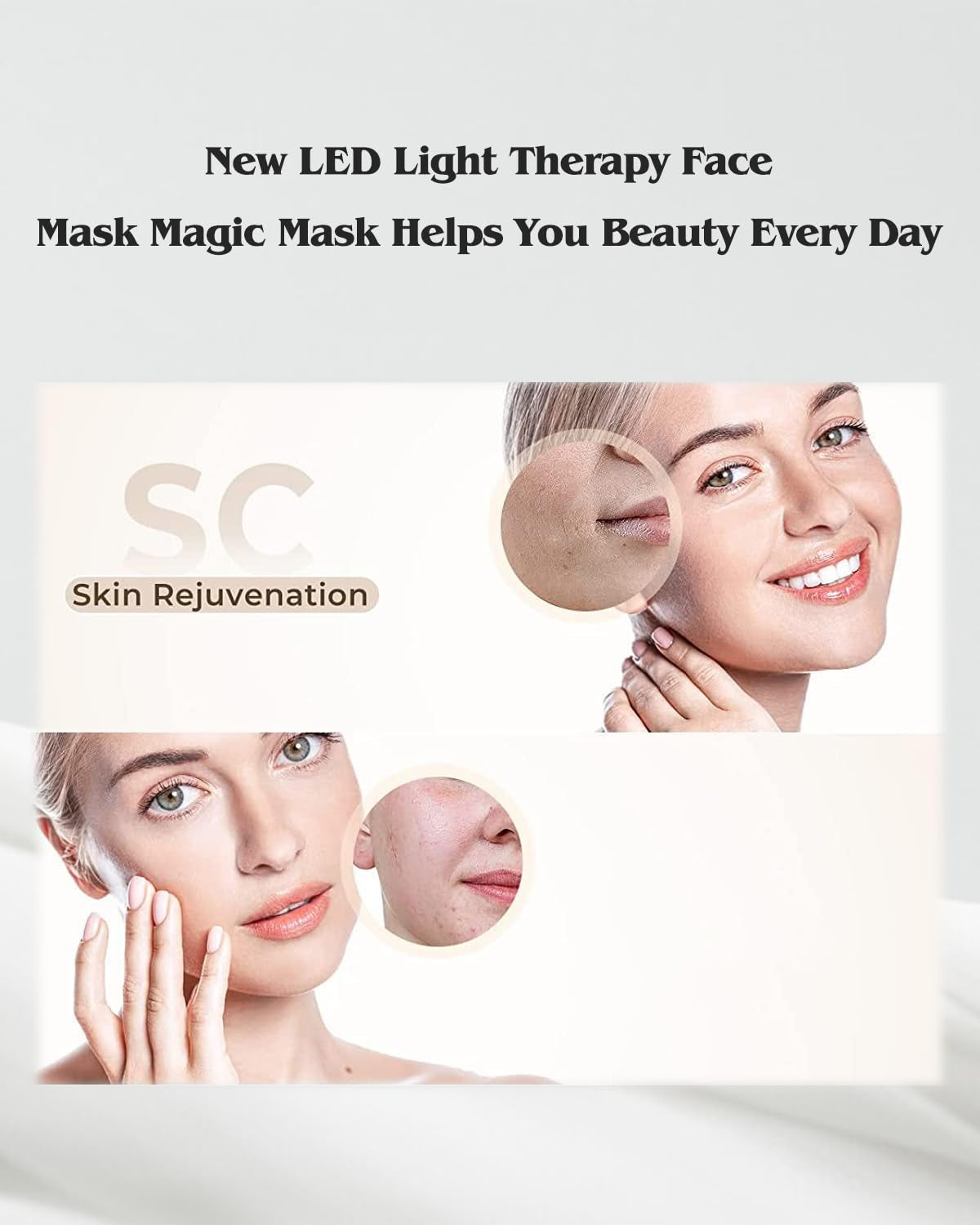 Red-Light-Therapy-Mask, Led Light Therapy for Face, 7 Colors Led Face Mask Facial Led Light Therapy Tool Skin Care Equipment at Home, Facial Neck Body Hand Beauty Mask