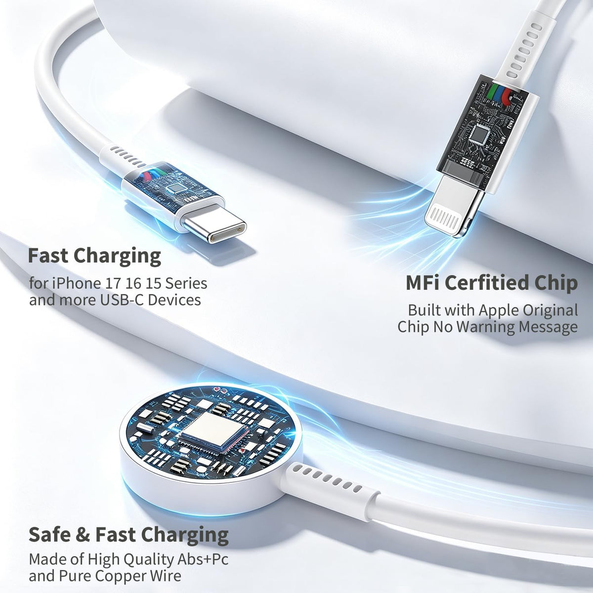 For Apple Watch Charger Fast Charging, 3 in 1 Iphone and Iwatch Cable 6FT