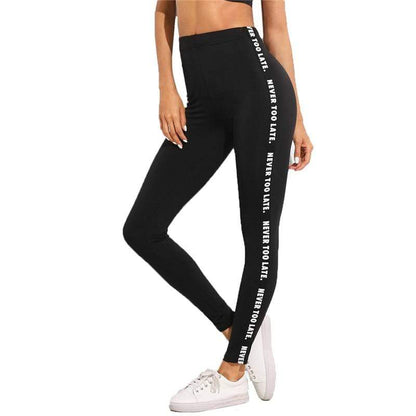 Printed Letter Side-Fit Leggings