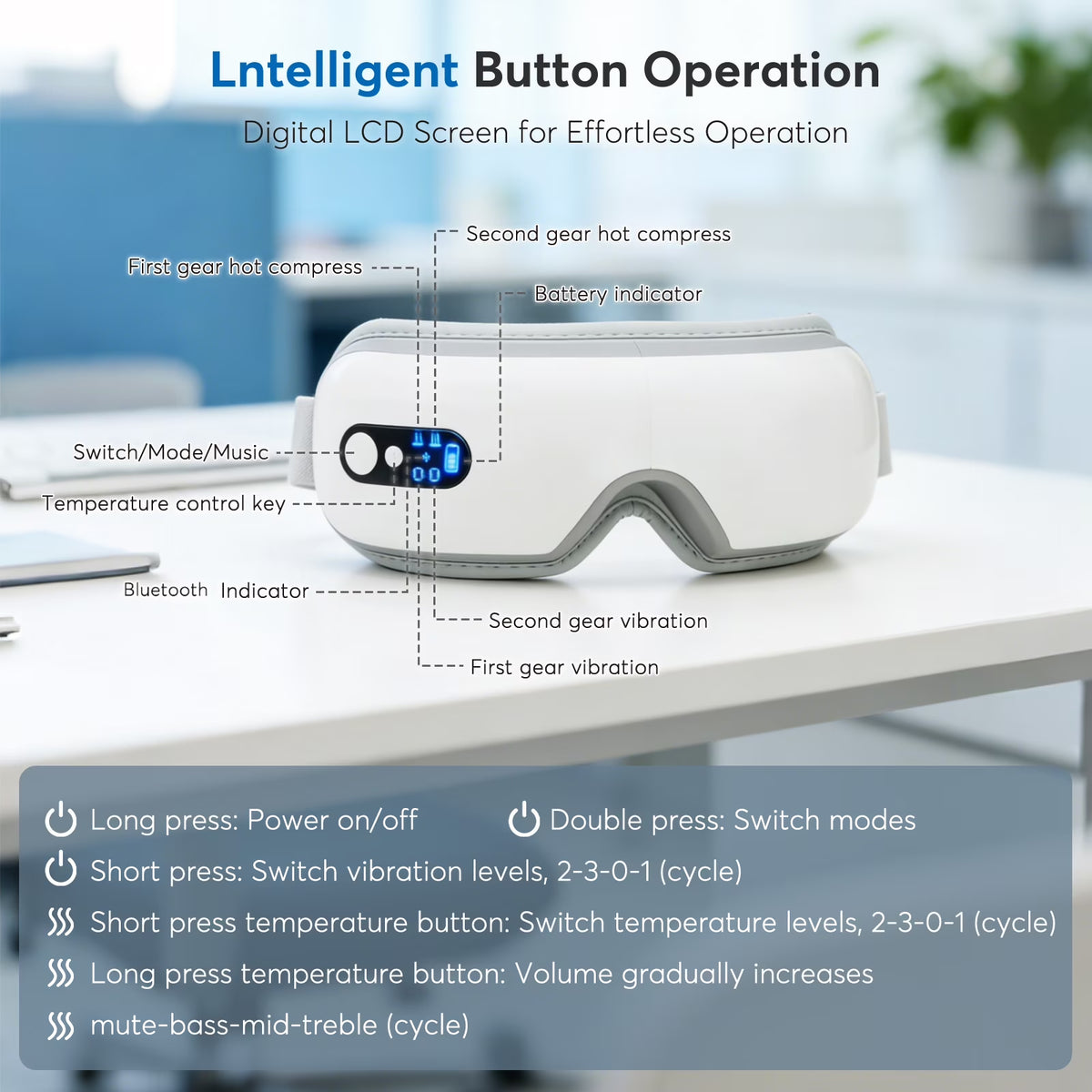 Eye Massager with Heat, Heated Massage Eye Mask with Bluetooth Music | Vibration Massage for Eye Strain, Dry Eyes & Head Tension, Gifts for Women and Men