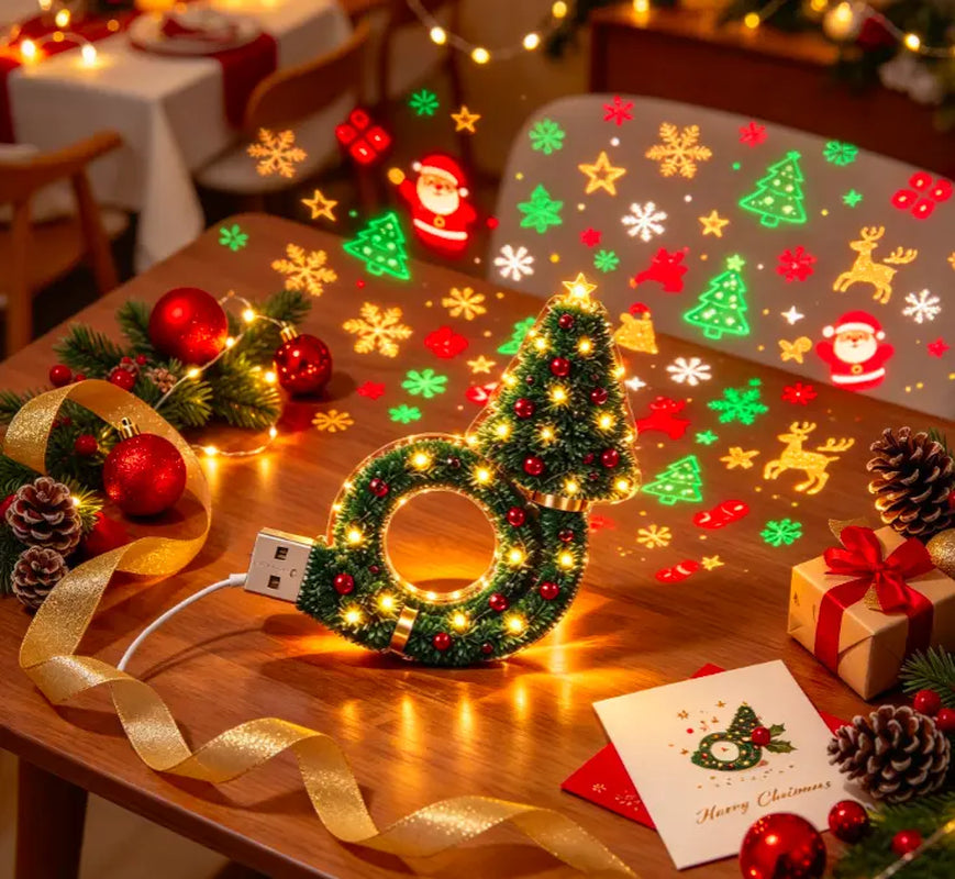 2026 New Christmas Tree Projector Night Light, USB Plug‑In LED Ceiling Xmas Projector Lamp, 6+ Festive Holiday Patterns, Warm Indoor Christmas Decor for Bedroom Party, Great Christmas Gift for Kids & Family