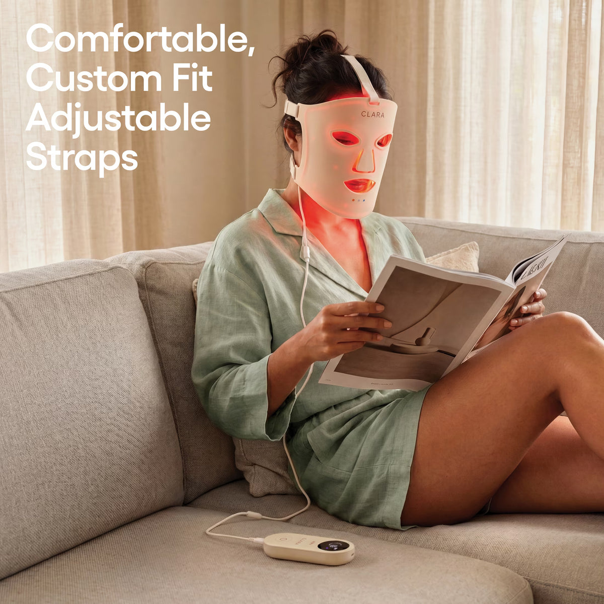 Red Light Therapy LED Face Mask, Silicone, 225 Leds, Adjustable, Collagen Boosting Anti-Aging for Radiant Skin