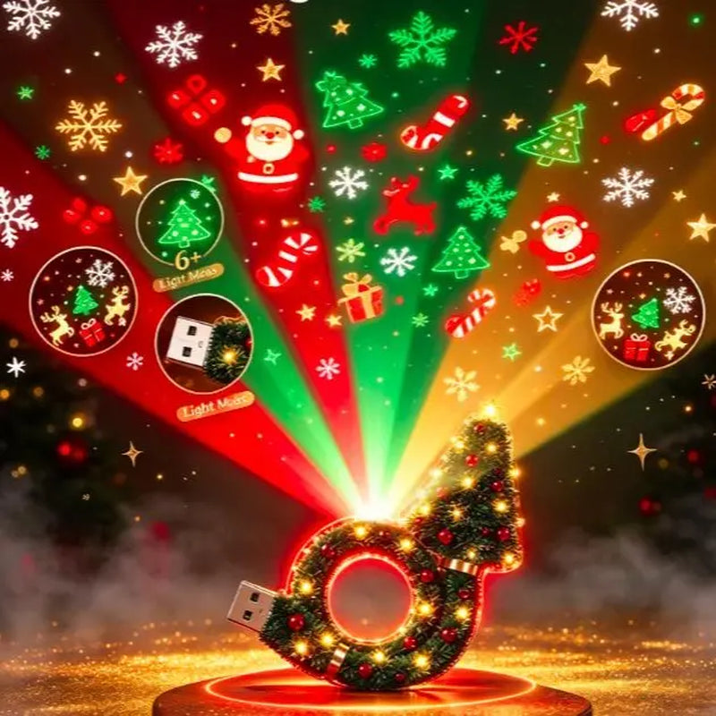 2026 New Christmas Tree Projector Night Light, USB Plug‑In LED Ceiling Xmas Projector Lamp, 6+ Festive Holiday Patterns, Warm Indoor Christmas Decor for Bedroom Party, Great Christmas Gift for Kids & Family