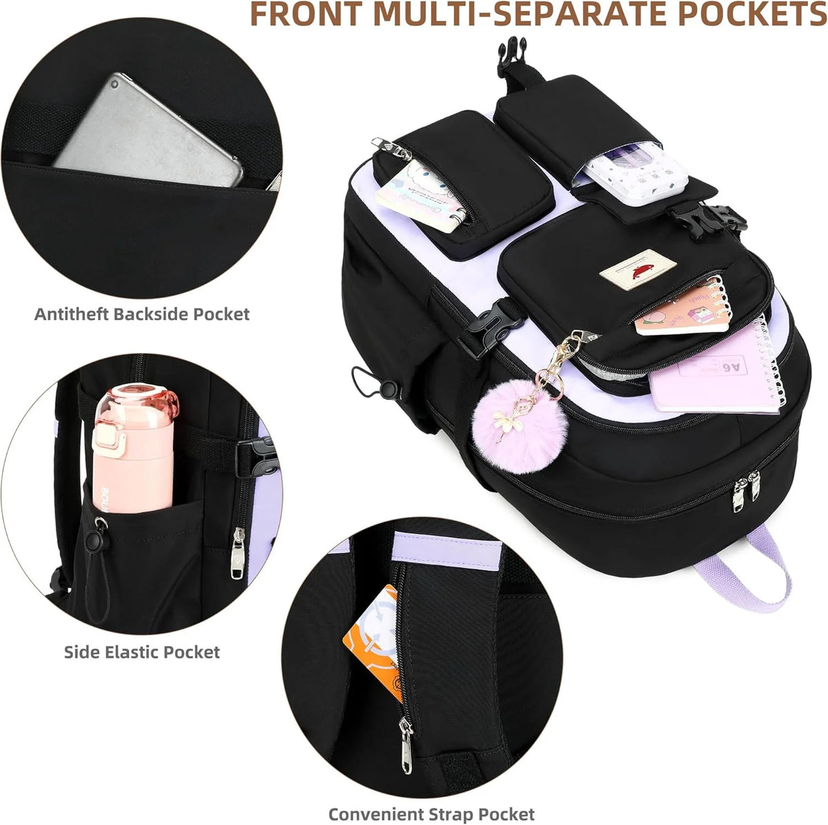Laptop Backpack 15.6 Inch Backpack Anti-Theft Travel Backpack Large Schoolbag Teenagers（Purple）