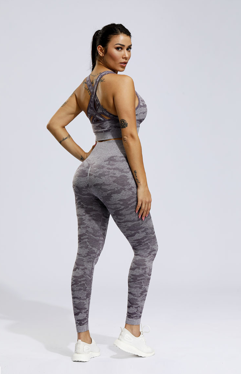 Camouflage Seamless Yoga Pants Set for Women