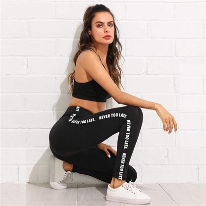 Printed Letter Side-Fit Leggings