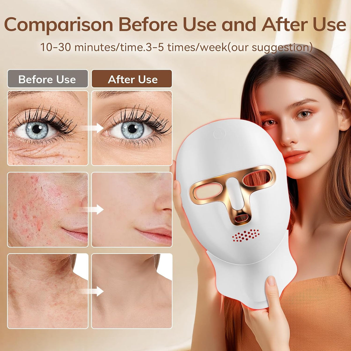 Red Light Therapy Mask for Face,Cordless LED Face Mask Light Therapy,Usb C Rechargeable,Infrared Light Therapy Mask for Home Working Travel Yoga Sleep