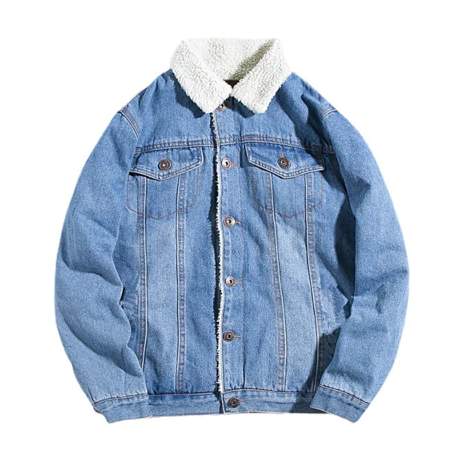 Thick Fleece Denim Jacket for Autumn/Winter