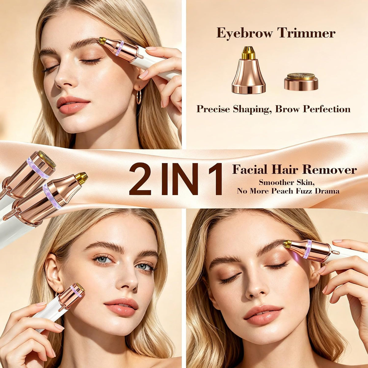 Facial Hair Remover for Women,2 in 1 Electric Hair Removal Device 
