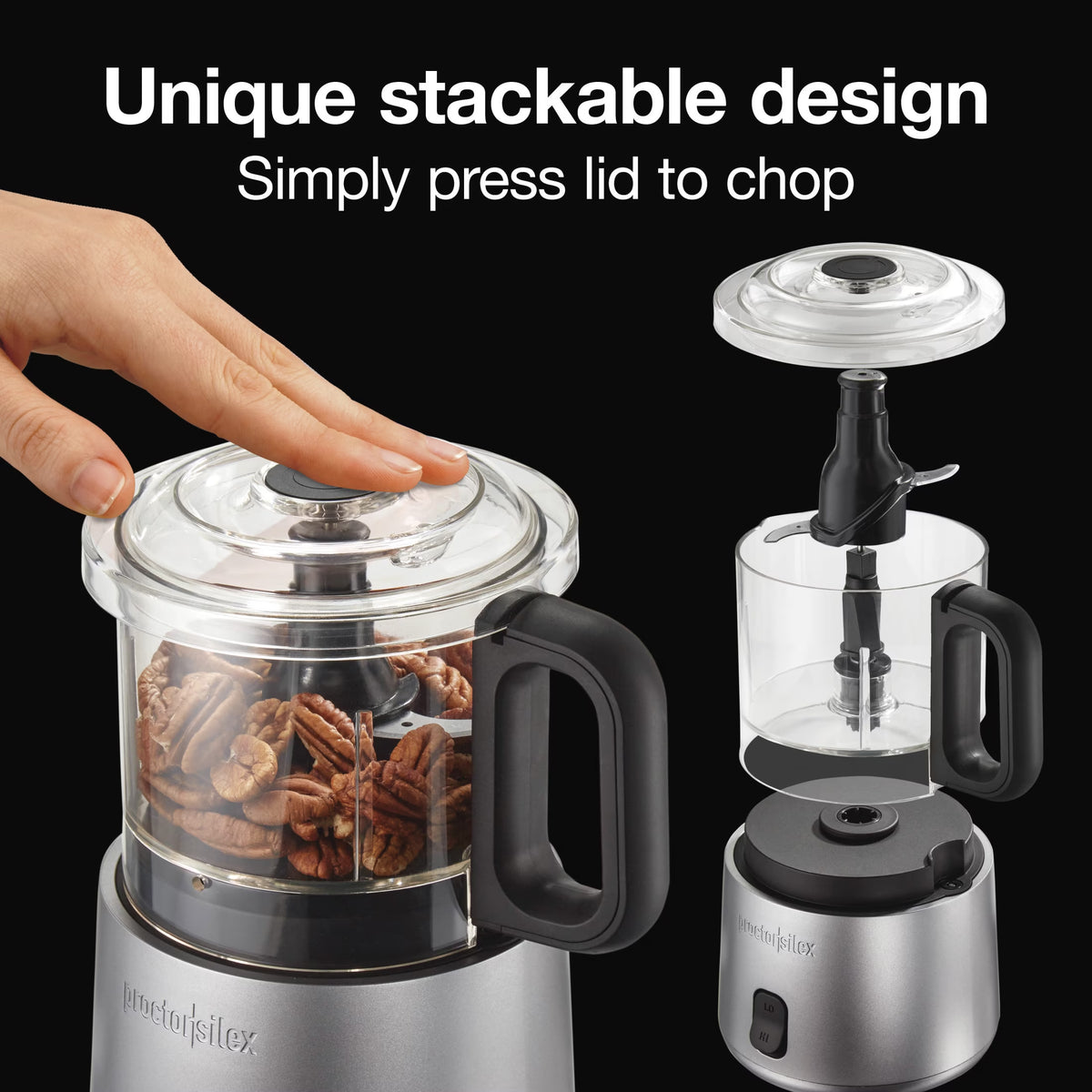 Electric Food Chopper & Mini Food Processor, 2-Speed, 3.5 Cup, Gray