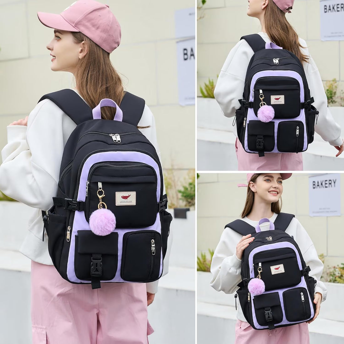 Laptop Backpack 15.6 Inch Backpack Anti-Theft Travel Backpack Large Schoolbag Teenagers（Purple）