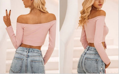 Off-Shoulder Tie Long Sleeve Top