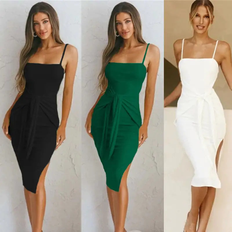 Strap Slit Casual Tight Dress