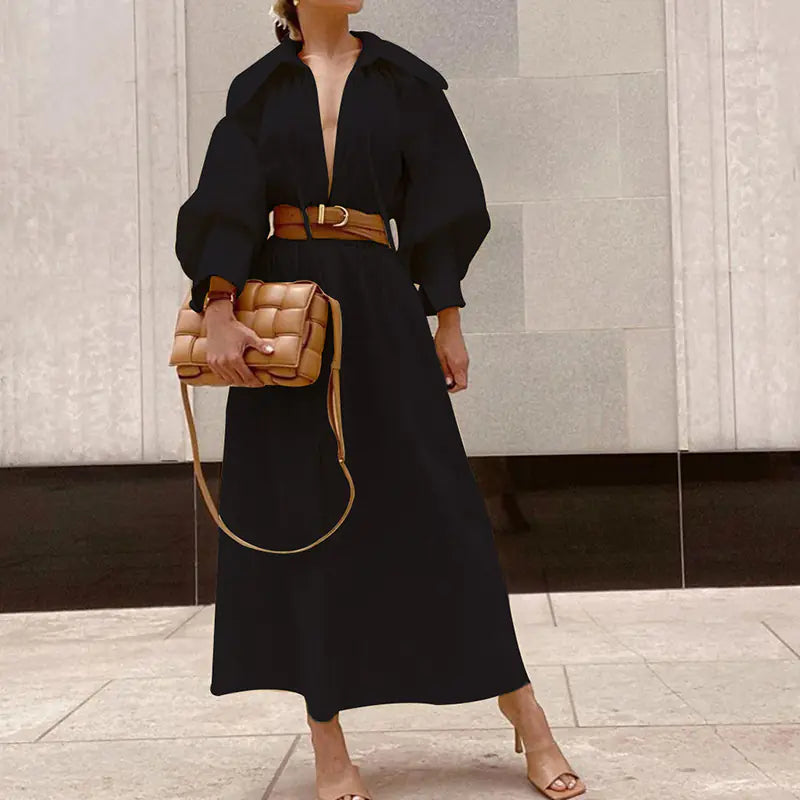 Loose Mid-Length Long Sleeve Dress