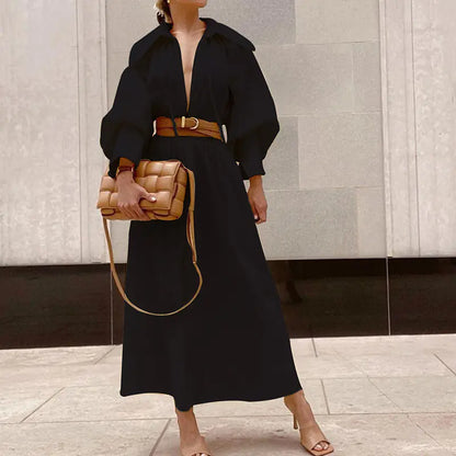 Loose Mid-Length Long Sleeve Dress
