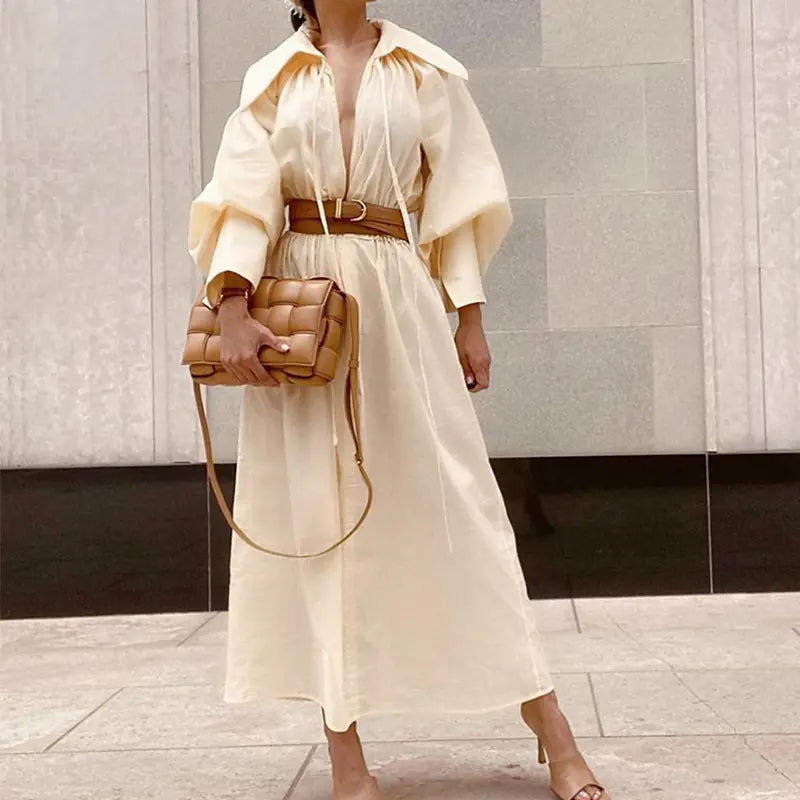 Loose Mid-Length Long Sleeve Dress